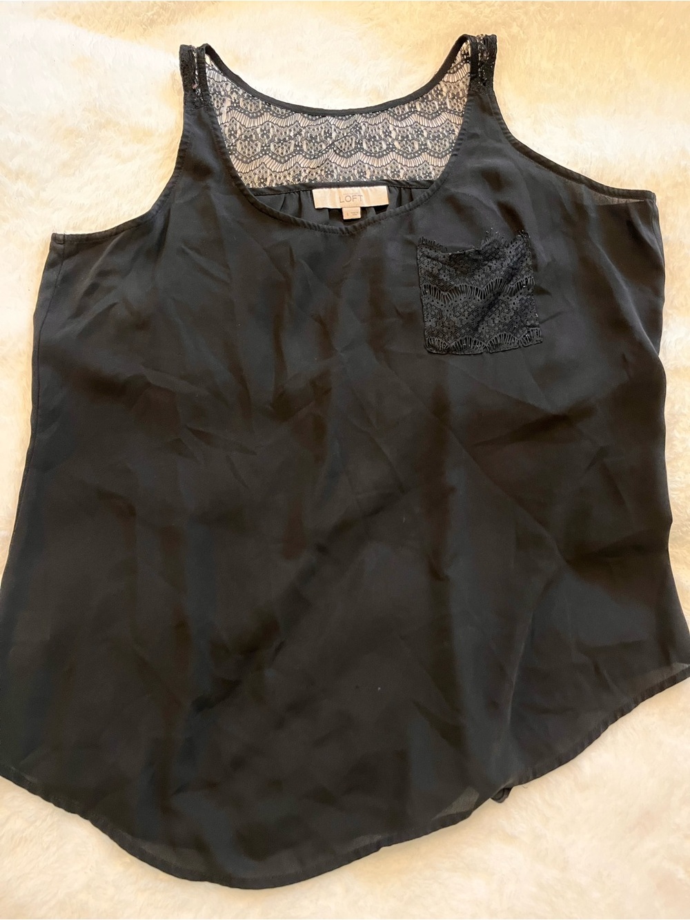 LOFT Black Lace-Back Camisole Tank